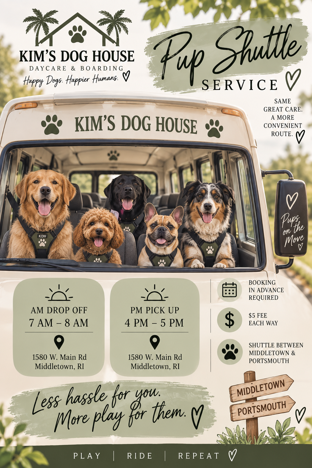 Kim's Dog House Shuttle Service guide